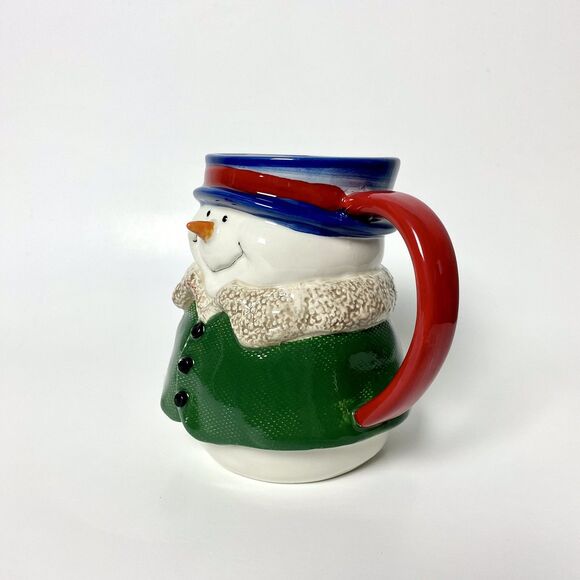 Coffee Hot Chocolate Tea Cup Mug St. Nicholas Square Button Up 3D Snowman Frosty - Picture 2 of 5